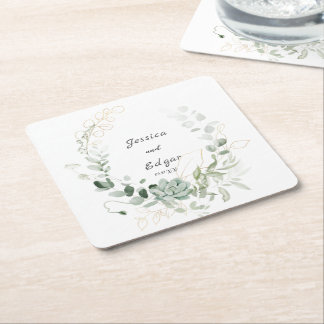 elegant eucalyptus square paper coaster