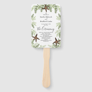 Elegant Eucalyptus Starfish Wedding Program Hand Fan