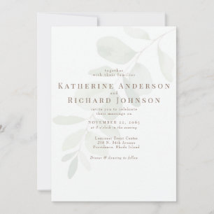 Elegant Eucalyptus Stem No Parents Wedding Invitation