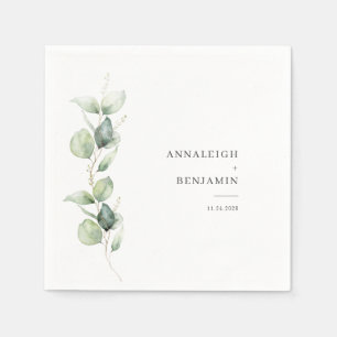 Elegant Eucalyptus Succulent Wedding Paper Napkin