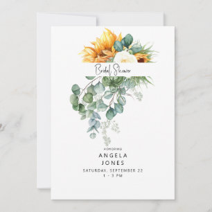 Elegant Eucalyptus Sunflower Bridal Shower  Invitation
