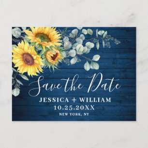 Elegant Eucalyptus Sunflower Wedding Save the Date Postcard