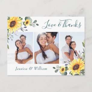 Elegant Eucalyptus Sunflowers PHOTO Thank You Postcard