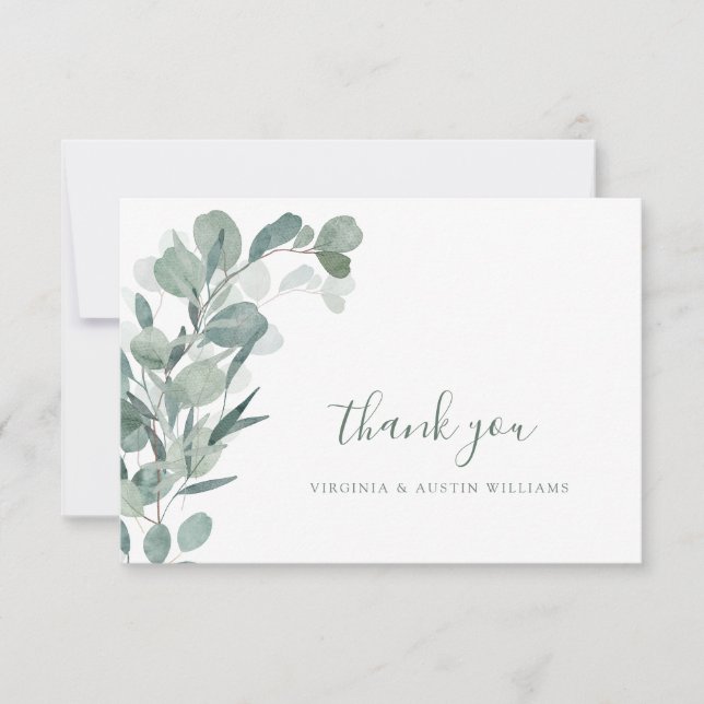 Elegant Eucalyptus Thank You Card (Front)