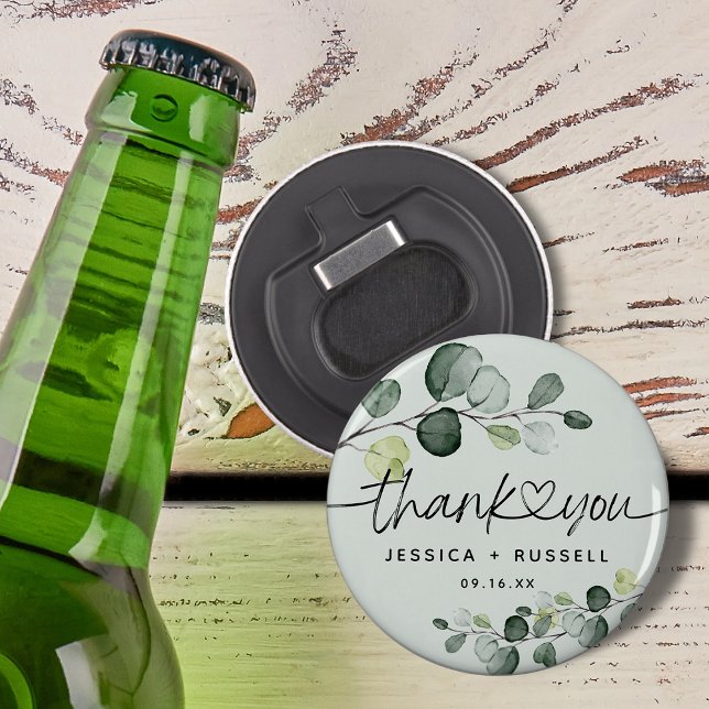 Elegant Eucalyptus Thank You Wedding Bottle Opener (Elegant Eucalyptus Thank You Wedding Bottle Opener)