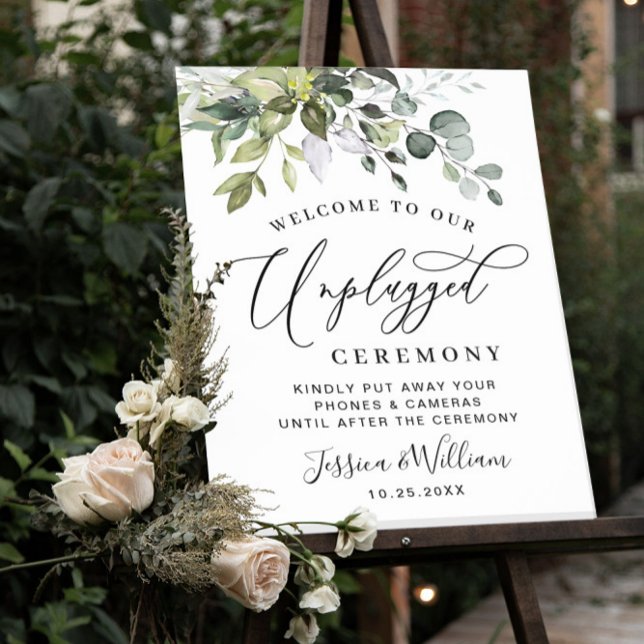 Elegant Eucalyptus Unplugged Wedding Ceremony Poster (Creator Uploaded)