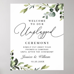 Elegant Eucalyptus Unplugged Wedding Ceremony Poster