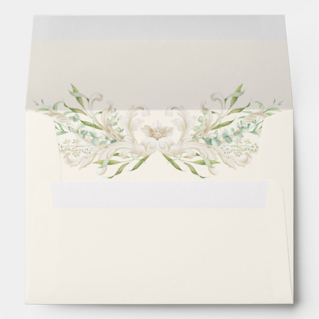 Elegant Eucalyptus Vintage Rustic Wedding Envelope (Back (Bottom))