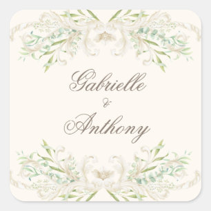 Elegant Eucalyptus Vintage Rustic Wedding  Square Sticker