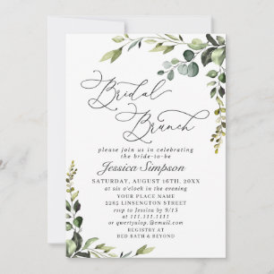 Elegant Eucalyptus Watercolor Bridal Brunch Invitation