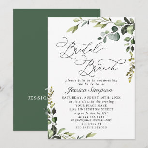 Elegant Eucalyptus Watercolor Bridal Brunch Invitation