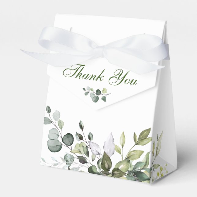 Elegant Eucalyptus Watercolor Bridal Shower Favour Box (Front Side)