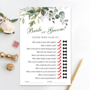 Elegant Eucalyptus Watercolor Bridal Shower Game