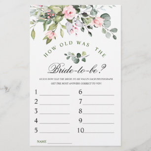 Elegant Eucalyptus Watercolor Bridal Shower Game