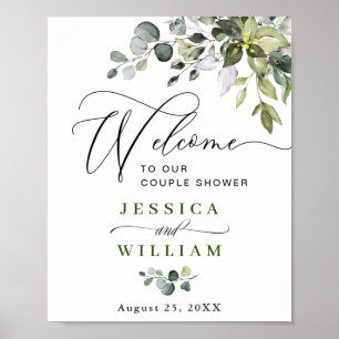 Elegant Eucalyptus Watercolor Couple Shower Poster