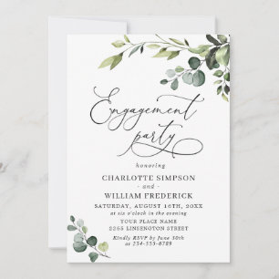 Elegant Eucalyptus Watercolor ENGAGEMENT PARTY Invitation