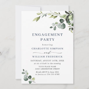 Elegant Eucalyptus Watercolor ENGAGEMENT  PARTY Invitation