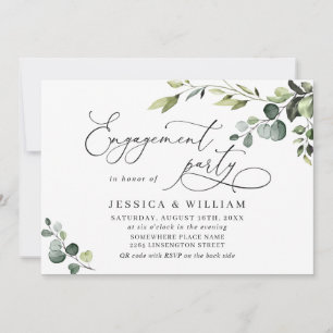 Elegant Eucalyptus Watercolor ENGAGEMENT PARTY Invitation