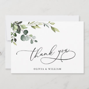 Elegant Eucalyptus Watercolor Floral QR Thank You Card