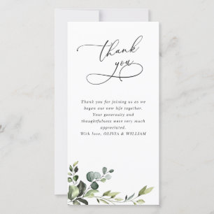 Elegant Eucalyptus Watercolor Floral QR Thank You Card