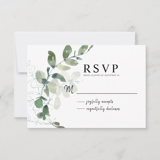Elegant Eucalyptus Watercolor Floral RSVP (Front)