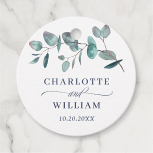 Elegant Eucalyptus Watercolor Greenery Wedding Fav Favour Tags