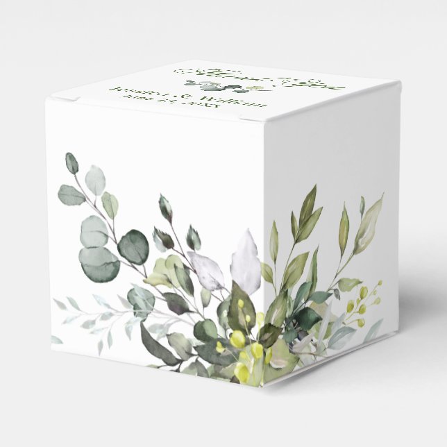 Elegant Eucalyptus Watercolor Greenery Wedding Favour Box (Front Side)