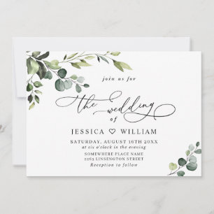 Elegant Eucalyptus Watercolor Greenery Wedding Invitation