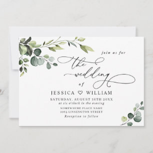 Elegant Eucalyptus Watercolor Greenery Wedding Invitation