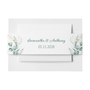 Elegant Eucalyptus Watercolor Greenery Wedding Invitation Belly Band