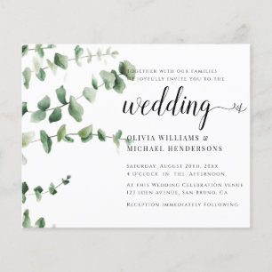 ELEGANT EUCALYPTUS WATERCOLOR GREENREY WEDDING FLYER