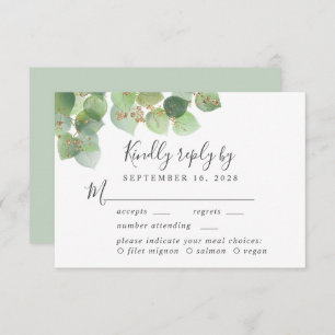Elegant Eucalyptus Watercolor Meal Choice Wedding RSVP Card