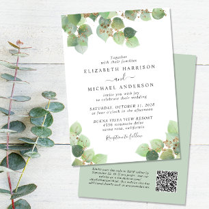 Elegant Eucalyptus Watercolor QR Code Wedding Invitation