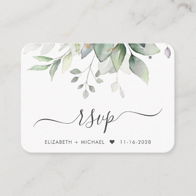 Elegant Eucalyptus Watercolor QR Code Wedding RSVP Enclosure Card (Front)