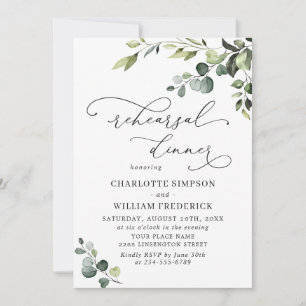 Elegant Eucalyptus Watercolor REHEARSAL DINNER Invitation