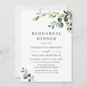Elegant Eucalyptus Watercolor REHEARSAL DINNER Invitation