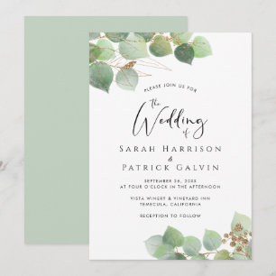 Elegant Eucalyptus Watercolor Wedding Invitation