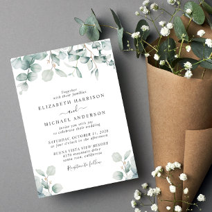 Elegant Eucalyptus Watercolor Wedding Invitation