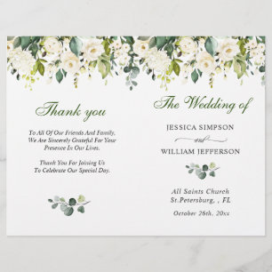 Elegant Eucalyptus Watercolor Wedding Program