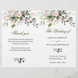 Elegant Eucalyptus Watercolor Wedding Program