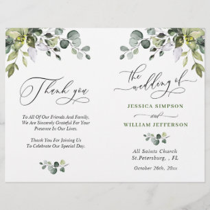 Elegant Eucalyptus Watercolor Wedding Program