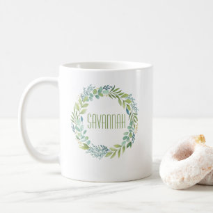 Elegant Eucalyptus Watercolor Wreath Mug
