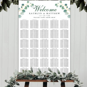 Elegant Eucalyptus Wedding 30 Table Seating Poster