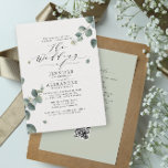 Elegant Eucalyptus Wedding All in One RSVP QR Code Invitation<br><div class="desc">The leaves point to the couple's names in a combination of classic serif typography with chic calligraphy. This design is great for a rustic, fall, winter, country or outdoor wedding. HELPS TO SAVE YOU TONS OF MONEY BY ADDING DETAILS AND RSVP QR CODE ON THE BACK. If you need help,...</div>