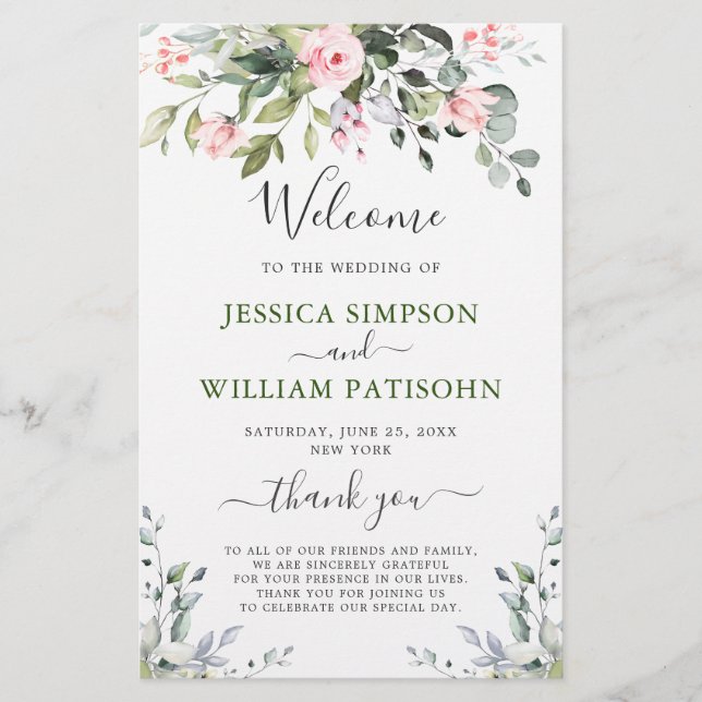 Elegant Eucalyptus Wedding Ceremony Program (Front)