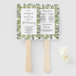 Elegant Eucalyptus Wedding Ceremony Program   Hand Fan