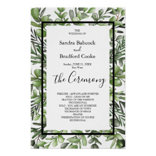 Elegant Eucalyptus Wedding Ceremony Program  Hand  Poster