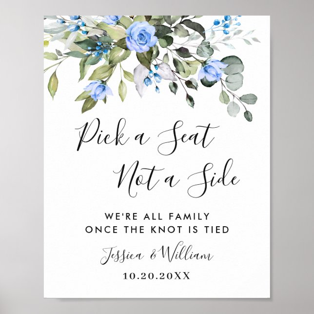 Elegant Eucalyptus Wedding Ceremony Seating Poster (Front)