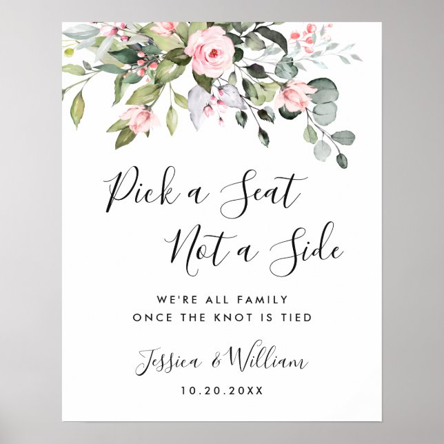 Elegant Eucalyptus Wedding Ceremony Seating Poster (Front)