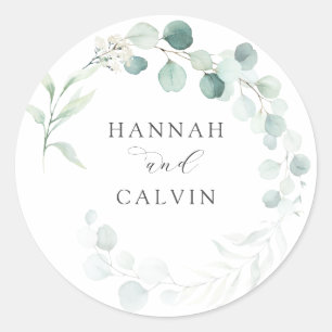 Elegant Eucalyptus Wedding Classic Round Sticker